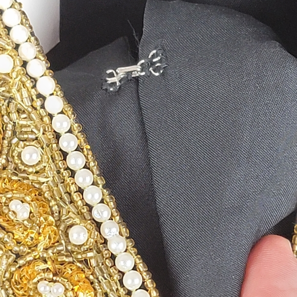 NWT Vintage Laurence Kazar Heavily Beaded Silk Event Short Sleeve Jacket SZ L - Picture 10 of 12